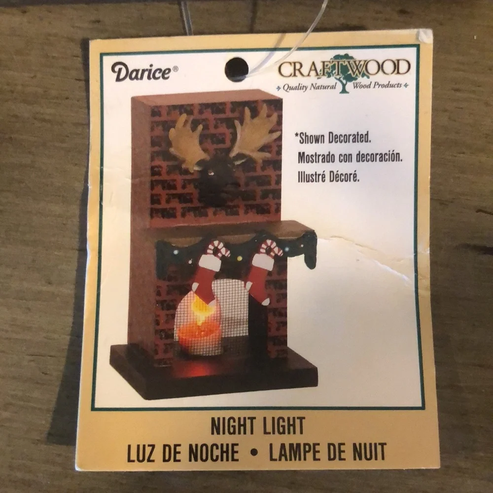DARICE CRAFTWOOD MINIATURE FIREPLACE, SNOW HOUSE AND LOG HOUSE NIGHT LIGHT